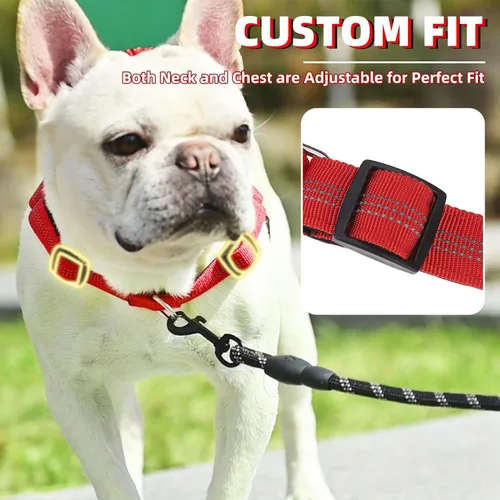 Miniatura 3 de PUPTECK Arnés sin tirones para perro de tamaño mediano, ajustable con chaleco reflectante para mascotas con asa de bungee, a prueba de escapes y sin