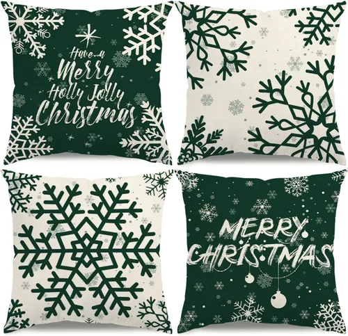 Miniatura 12 de Fundas de Almohada de Navidad 16x16 Azul Decoraciones de Navidad Copo de Nieve Fundas de Almohada Decorativas Feliz Navidad Decoración de Vacaciones