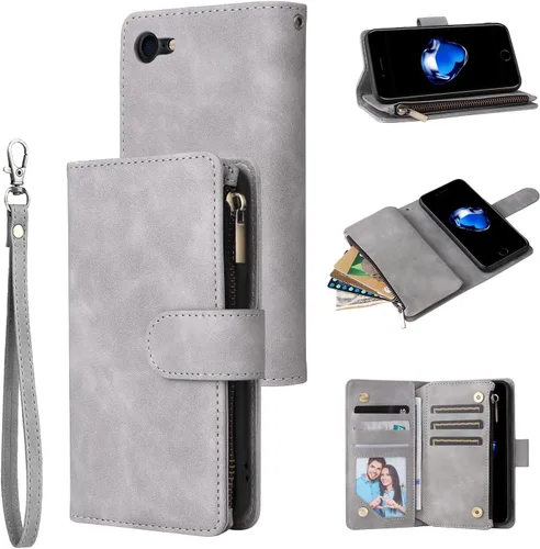 Miniatura 11 de UEEBAI - Cartera clásica de cuero sintético con cierre magnético, funda de iPhone con cierre