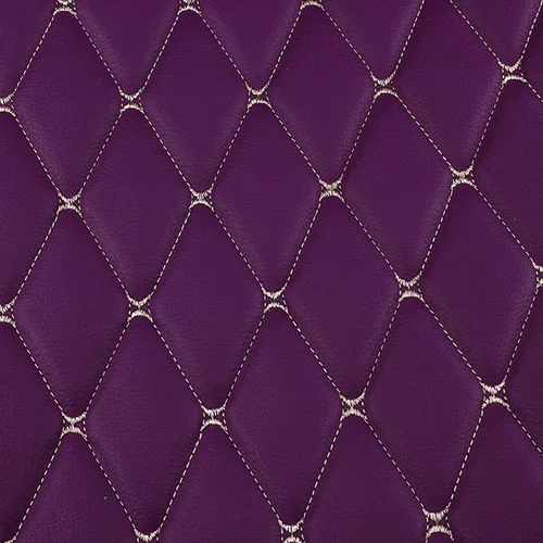 Tela de espuma acolchada de vinilo de piel sintética de diamante con respaldo de espuma de 1/4 pulgadas de grosor para tapicería, cabeceras de Morado