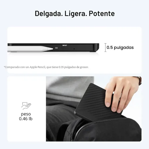 Miniatura 2 de Amicool Grabador externo USB-C USB 3.0 CD/DVD +/-RW, lector de DVD portátil ultrafino para Mac iMac MacBook, Windows 11/10/8 Linux, computadora