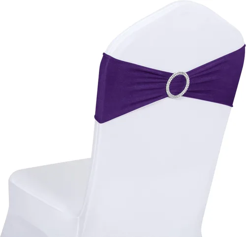 Miniatura 6 de Obstal 10 cintas elásticas de elastano para sillas de recepción de boda, bandas elásticas universales para silla con hebilla deslizante