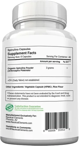 Miniatura 8 de Cápsulas de espirulina de 3000 mg – 40 porciones de cápsulas orgánicas de espirulina – Ricas en proteínas, antioxidantes y vitaminas – 240