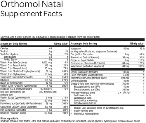Miniatura 3 de Orthomol Natal, apoyo nutricional prenatal para la fertilidad, el embarazo y la lactancia, vitaminas integrales, minerales y nutrientes esenciales
