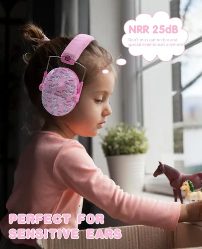 Miniatura 7 de PROHEAR 032 - Protectores de oídos para niños, auriculares con cancelación de ruido para autismo, niños pequeños, niños - Rosa
