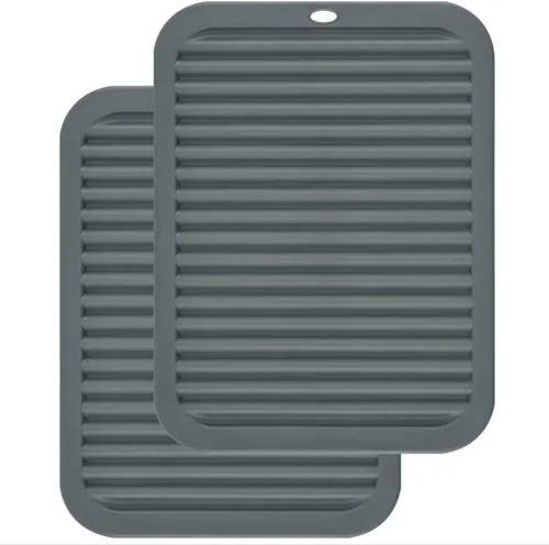 Miniatura 2 de Juego de 2 salvamanteles de silicona de 9 x 12 pulgadas, multiuso, antideslizantes, flexibles, duraderos, resistentes al calor, color rojo, verde