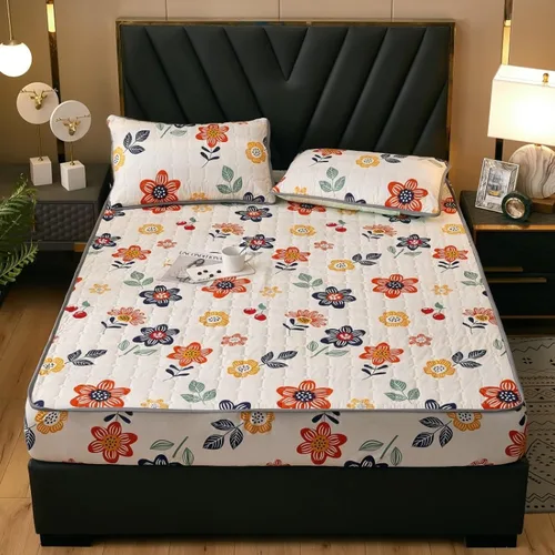 Miniatura 23 de FCLDESHOP Funda de cama, sábanas bajeras gruesas y acolchadas de color sólido, para habitación de los niños, con estampado de animé, geometría, 59.1