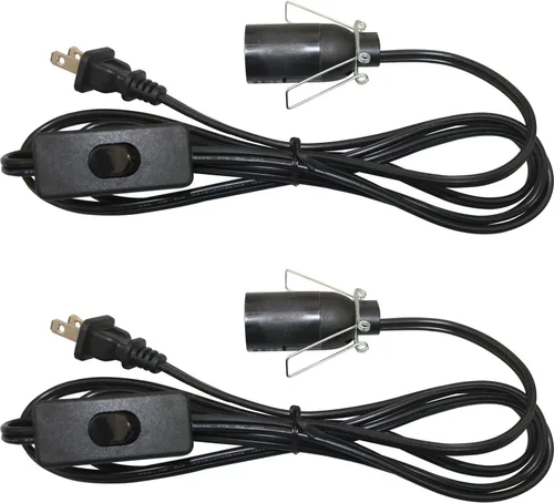 Miniatura 10 de Cable de repuesto para lámpara de sal de 6 pies con interruptor de encendido/apagado y base de candelabro E12, Negro