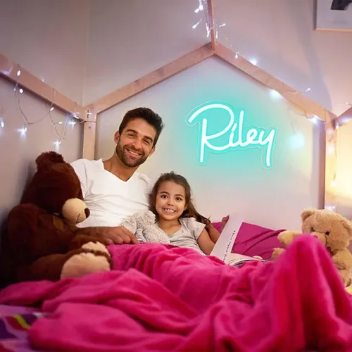 Miniatura 7 de Letrero de Nombre en Neón Riley, Luz de Nombre en Neón LED para Dormitorio de Niños, Decoración para Fiesta de Cumpleaños, Letrero de Neón Riley