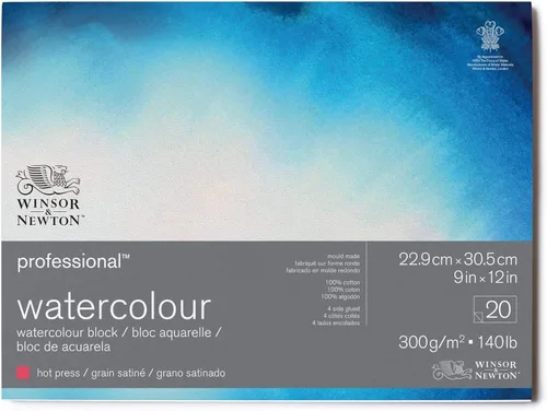 Miniatura 19 de Winsor & Newton Bloque de papel de acuarela profesional, 9" x 12", prensado en frío