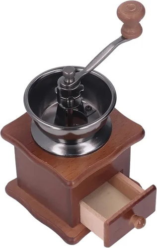 Miniatura 4 de Oumefar Molinillo de café manual, fácil de operar, molinillo de café manual, base de madera retro, núcleo de acero inoxidable, ajustable