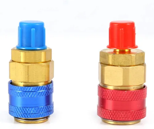 Fydun Acoplador rápido de lado bajo R134a Herramienta de reparación de aire acondicionado del coche Conector de acoplador rápido Adaptador de latón