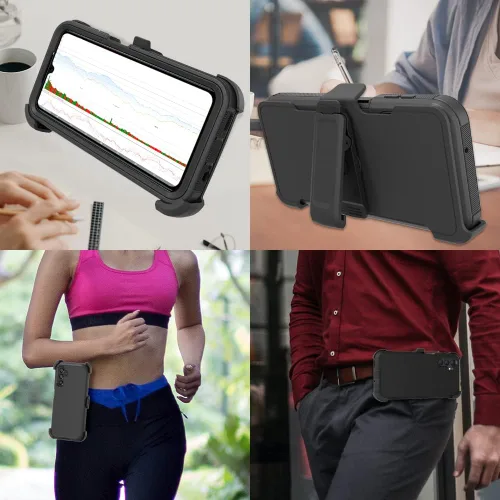 Miniatura 5 de Funda compatible con Samsung Galaxy A14 5G, con clip para cinturón, resistente, a prueba de golpes, protección de cuerpo completo, con función atril