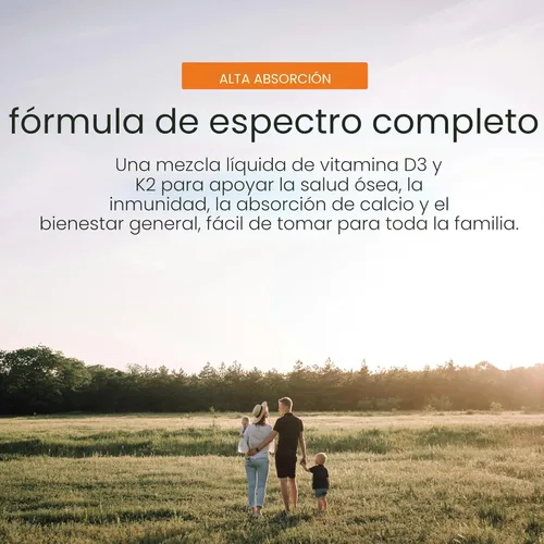 Miniatura 7 de NutraChamps Gotas de vitamina D3 K2, vitamina líquida D3 5000 UI y K2 D3 con MK7, gotas de vitamina D para niños, huesos, salud cardíaca e