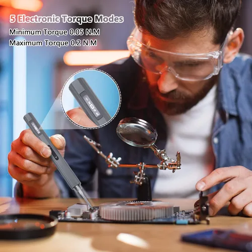 Miniatura 2 de Juego de destornilladores de precisión, par de 5 engranajes, mini destornillador eléctrico con pantalla OLED, juego de destornilladores pequeños