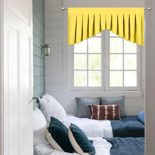 Miniatura 2 de Cenefas para Sala de Estar Amarillo Brillante Opacas con Bolsillo para Barra Cenefas para Ventanas, Paquete de 1 (Amarillo Brillante 39" An x 20" L)