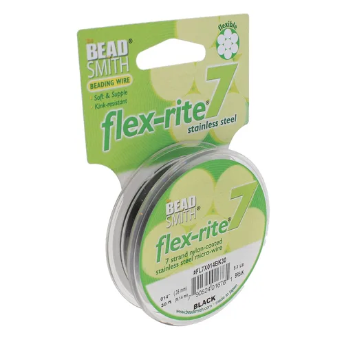 Miniatura 47 de The Beadsmith Flex-Rite - Alambre de acero inoxidable recubierto de nailon de 7 hebras, 0.007 pulgadas de diámetro, transparente, carrete de 30