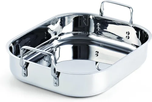 Miniatura 3 de Cooks Standard - Sartén para asar pavo de acero inoxidable con estante en forma de V, interior de 14 x 11 pulgadas; borde de 15 x 12 pulgadas; juego
