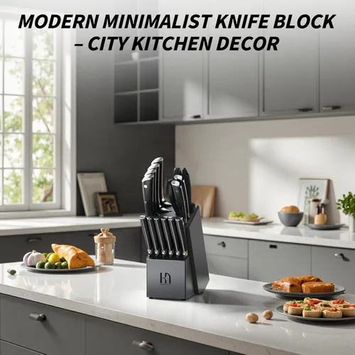 Miniatura 8 de KnifeSaga Juego de cuchillos de cocina de alta calidad, 15 piezas con bloque, juego de cuchillos afilados de acero inoxidable japonés de alto Gris