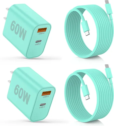 Miniatura 18 de Cargador para iPhone 17/16/15 Pro/Pro Max, cargador de pared USB-C de doble puerto con PD 40 W y carga rápida QC 20 W, cable USB-C de 10 pies