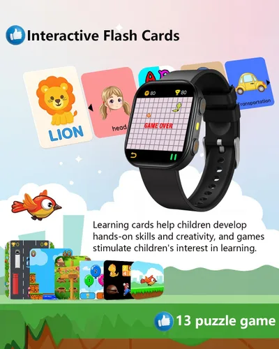 Miniatura 5 de MorePro Reloj inteligente para niños, no requiere aplicación, no requiere teléfono, reloj de seguimiento de actividad física para niños con Negro
