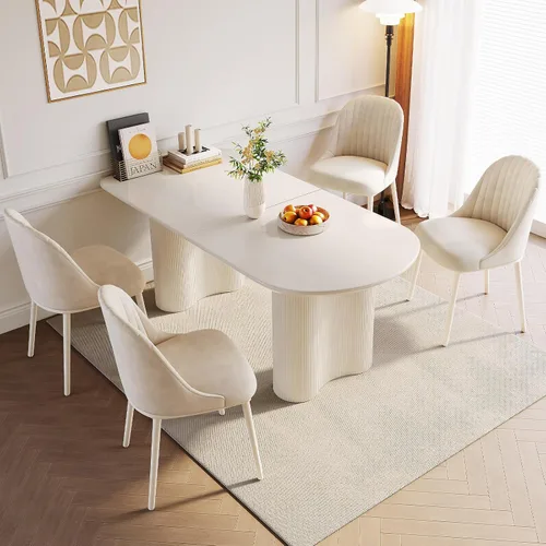 Miniatura 11 de Guyii Juego de mesa de comedor de 55.11 pulgadas con 4 sillas, juego de mesa de cocina moderno, mesa de comedor interior para cocina, bar, sala