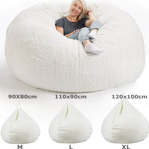 Miniatura 2 de Puf grande de forro polar de cachemira, sin relleno, asiento de suelo, futón, sofá cama perezoso, tatami, cómodo sillón reclinable