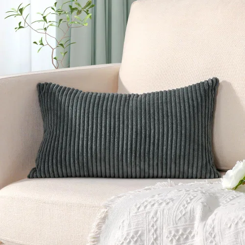 Miniatura 379 de Artscope Fundas de Almohada de Pana a Rayas Acogedoras Súper Suaves Decorativas Cuadradas Fundas de Cojín para Sofá Sillón Dormitorio Decoración