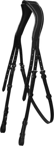 Miniatura 4 de Exion - Brida de salto anatómica para caballos con banda nasal extraíble y riendas de goma, cuero curtido vegetal de primera calidad, hebillas
