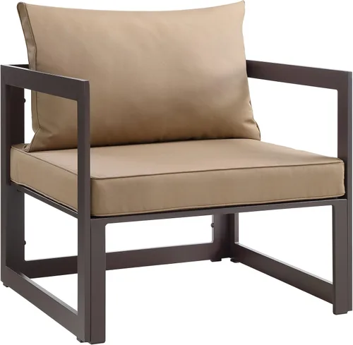 Miniatura 11 de Modway Fortuna otomana de aluminio para patio al aire libre, color blanco y gris Blanco Gris