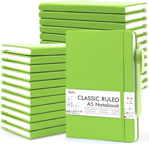 Miniatura 17 de Feela - Paquete de 24 cuadernos en blanco para el trabajo, cuaderno de negocios de tapa dura con líneas para escritura y soporte para bolígrafos
