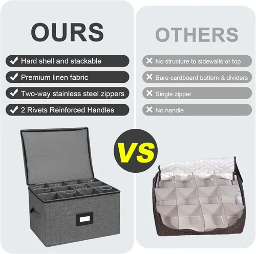 Miniatura 6 de Mayniu Contenedores de almacenamiento de copas, caja de almacenamiento de copas de vino con divisores para vasos, cristalería, cristal, cajas