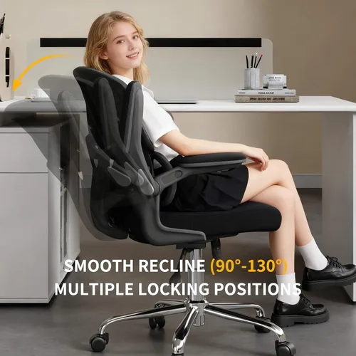 Miniatura 7 de Logicfox Silla de oficina ergonómica con soporte lumbar 2D adaptable y brazos abatibles, silla de escritorio de malla transpirable para aliviar