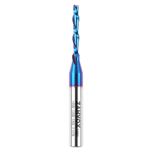 ZahyoX Broca CNC en espiral de corte descendente, broca recta de carburo sólido nanorevestida, diámetro de corte de 1/8 pulgadas, vástago de 1/4