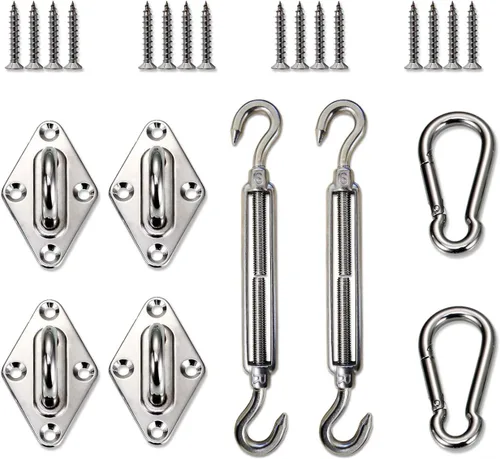 Miniatura 6 de E&K Kit de accesorios para toldo con cable de tensión, almohadilla de cabrestante para ojos y ganchos para instalación de velas triangulares