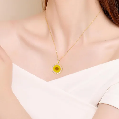 Miniatura 111 de Pressed Flower Necklace Gift for Women Personalized Handmade Necklaces Birth Flower Necklace