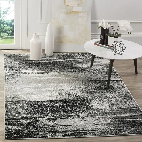 SAFAVIEH, colección Adirondack - Alfombra de 6 x 9 pies, plateada/multicolor, abstracta, moderna, no desprende pelo, de fácil cuidado, para zonas