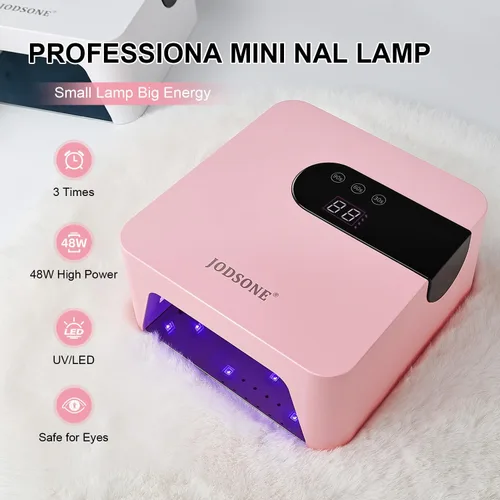 Miniatura 7 de JODSONE Lámpara de uñas U V recargable portátil con 3 temporizadores y pantalla LCD para secadora de uñas inalámbrica Gel Rosa