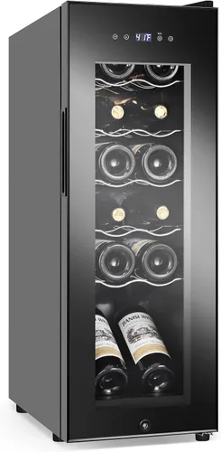 Miniatura 23 de Refrigerador Enfriador de Vinos de 8 Botellas, Refrigerador Pequeño de Vino, Mini Refrigerador de Vino de Encimera con Puerta de Vidrio, Bodegas