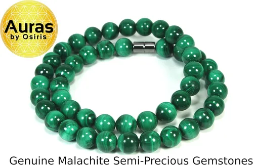 Miniatura 7 de Collar de cristal de malaquita para hombres y mujeres, joyería de malaquita con piedras preciosas auténticas, hecha a mano por el maestro chamán