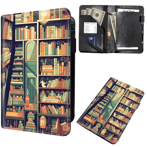 Miniatura 40 de Libros de mesero para camarera, cartera de cuero para camarero con cremallera, soporte para recibos, para camarero, camarero, accesorios