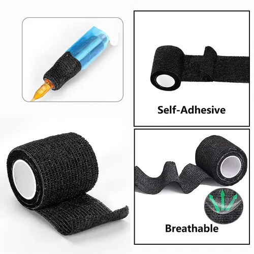 Miniatura 8 de Rayyl - Cubiertas para máquinas de bolígrafos con cintas de agarre, 200 fundas para bolígrafos de tatuaje y 4 piezas de cinta de agarre de tatuaje