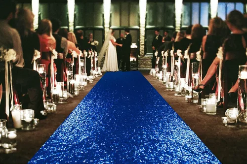 Miniatura 32 de ShiDianYi Camino de pasillo azul para boda, 15 x 2 pies, moderno, tela de malla con lentejuelas y purpurina azul bebé con lentejuelas