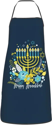 Miniatura 13 de Wishing Happy Hanukkah Delantales de cocina para chef, impermeable, ajustable, divertido delantal para barbacoa con bolsillos para hombres y mujeres