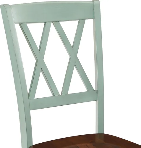 Miniatura 5 de Crosley Furniture Shelby - Juego de 4 sillas de comedor con respaldo en X de madera tradicional, sillas de cocina, color verde azulado envejecido