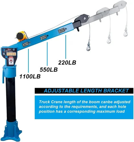 Miniatura 4 de Pismire 0.5T Nueva grúa plegable montada en camión de cama Diseño de extracción rápida Elevador de elevación con cabrestante eléctrico 3500 lb 12V