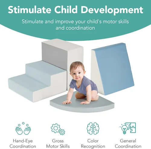 Miniatura 5 de Best Choice Products 4 piezas de bloques de espuma suave para niños para escalar y gatear, estructuras de juego para el desarrollo infantil