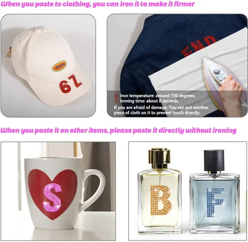 Miniatura 2 de PRATIQUE Calcomanías de letras del alfabeto con diamantes de imitación con purpurina, 26 letras autoadhesivas para arte y manualidades (rojo)