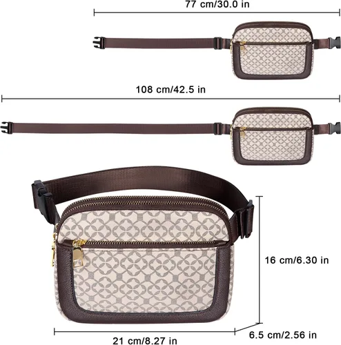 Miniatura 2 de Geestock Riñoneras para mujer, bolsa de cinturón de cuero vegano a la moda, impermeable, para cualquier lugar, con correa ajustable, Impresión