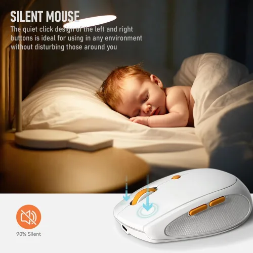 Miniatura 3 de Ratón inalámbrico silencioso para trabajo y estudio, Bluetooth de modo dual + receptor USB de 2.4G, recargable, cómodo para largas horas, compatible